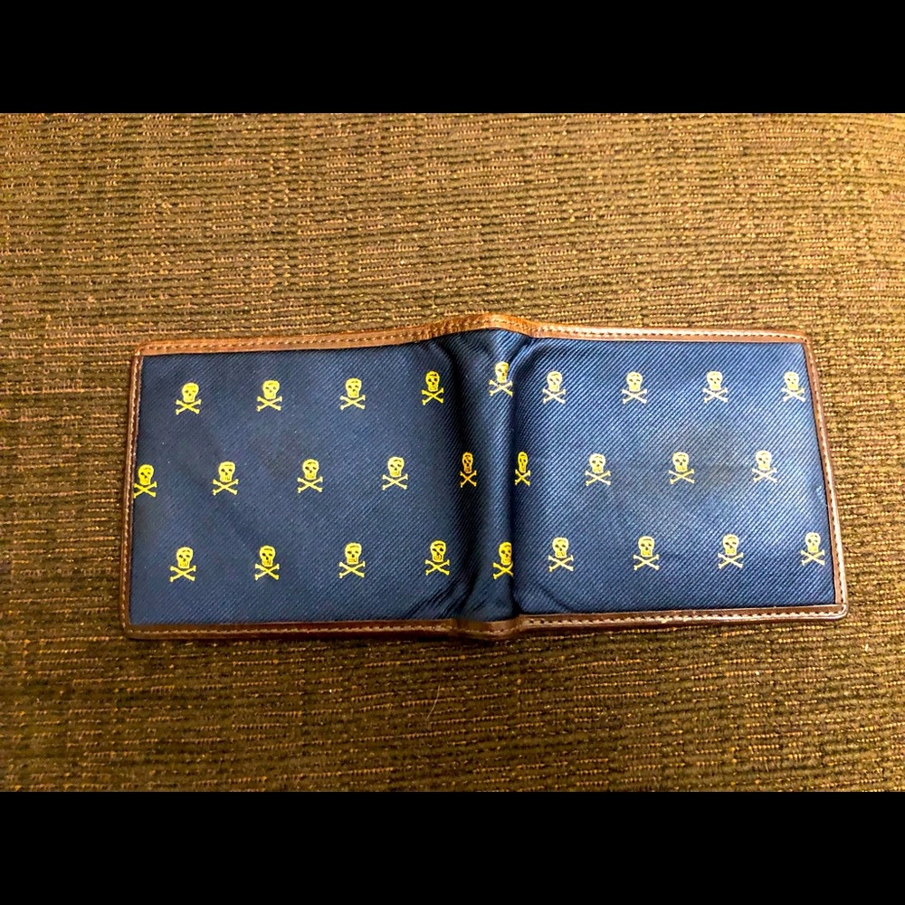 Ralph Lauren Skull Silk & Leather Wallet.